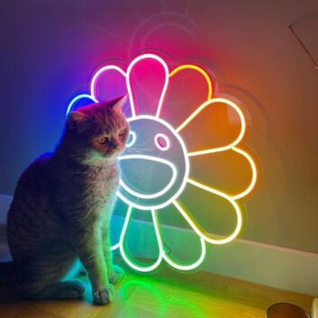 bunte lächelnde Blume LED-Neonschild Wohnzimmer Kinderzimmer
