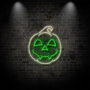 Halloween Kürbis LED Neonschild mit freundlichem Gesicht als stimmungsvolle Wanddekoration für Zuhause, Party, Fenster und saisonale Dekoration