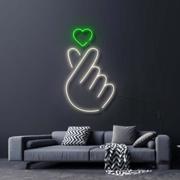 LED Neonschild mit Fingerherz Motiv als moderne Wanddekoration für Wohnzimmer, Schlafzimmer oder als liebevolles Geschenk