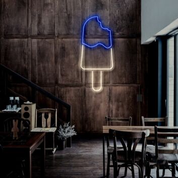 Modernes LED Neonschild Eis am Stiel als stilvolle Wanddekoration für Café, Küche, Dessertladen oder moderne Wohnräume