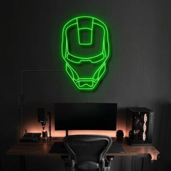 Futuristischer Roboterhelm LED Neonschild für Gaming Zimmer und modernes Interior
