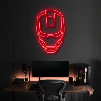 Futuristischer Roboterhelm LED Neonschild für Gaming Zimmer und modernes Interior
