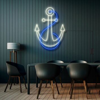Modernes LED Neonschild Anker als maritime Wanddekoration für Wohnzimmer, Restaurant, Bar oder stilvolle Geschäftsräume
