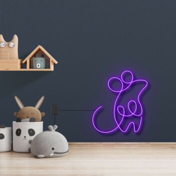 Minimalistisches Bärenmotiv LED Neonschild als sanfte Wandbeleuchtung für Kinderzimmer und Babyzimmer