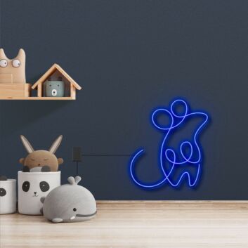 Minimalistisches Bärenmotiv LED Neonschild als sanfte Wandbeleuchtung für Kinderzimmer und Babyzimmer