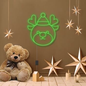 Weihnachtliches LED Neonschild mit Bärenmotiv als sanfte Wandbeleuchtung fürs Kinderzimmer