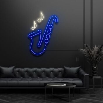 Dekoratives Saxophon LED Neonschild mit Musiknoten für Wohnzimmer Bar und Musikzimmer