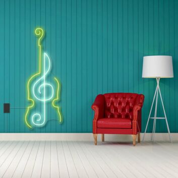 Elegantes Geigen LED Neonschild mit Musiknoten Design für Wohnzimmer Musikzimmer und stilvolle Wanddekoration