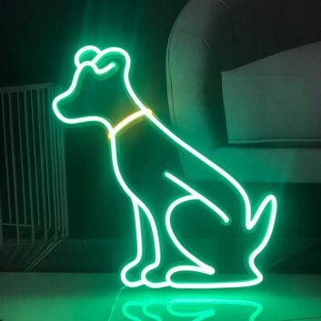 Sitzender Hund LED Neonschild als dekorative Wandbeleuchtung für Haustierliebhaber und moderne Wohnräume