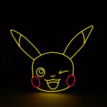 Niedliches Cartoon Gesicht LED Neonschild mit zwinkerndem Ausdruck für Kinderzimmer und moderne Wanddeko
