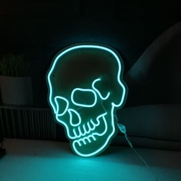 Minimalistisches Totenkopf LED Neonschild für moderne Wanddekoration Wohnzimmer Gaming Zimmer und Bar