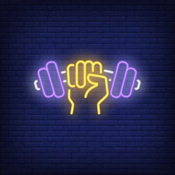 Faust mit Hantel LED Neonschild für Home Gym Fitnessraum und moderne Wanddekoration