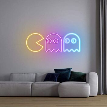 Pac-Man und Geister LED-Neonschild Wohnzimmer Gaming Room