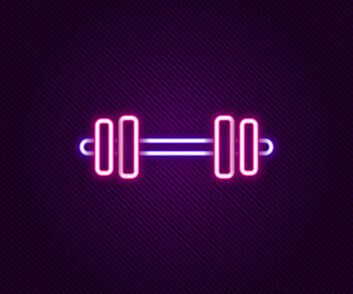 Minimalistisches Hantel LED Neonschild als moderne Wanddekoration für Fitnessraum Home Gym und Studio