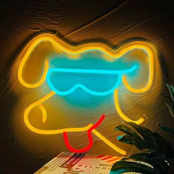 Bunter Dackel LED Neonschild als moderne Wanddekoration