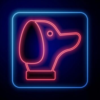 Modernes Hunde LED Neonschild mit geometrischem Design