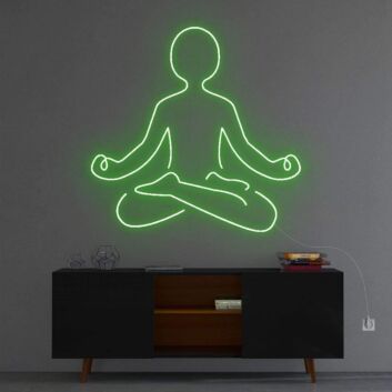 Meditation im Lotussitz als LED-Neonschild