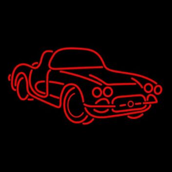 Rotes Retro Cabrio Auto LED Neonschild als stilvolle Wanddekoration für Garage Wohnzimmer oder Hobbyraum
