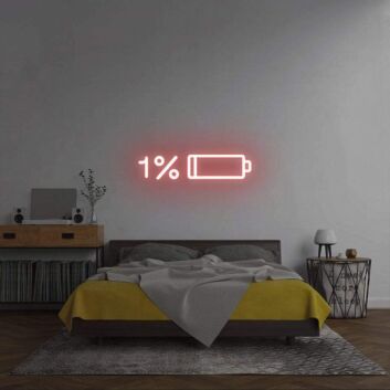 Batteriesymbol mit Prozentanzeige LED Neonschild für Schlafzimmer und Wohnzimmer