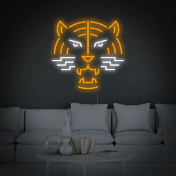 Tiger Kopf LED Neonschild im modernen Neon Art Design als stilvolle Wanddekoration für Wohnzimmer Schlafzimmer oder Männerzimmer