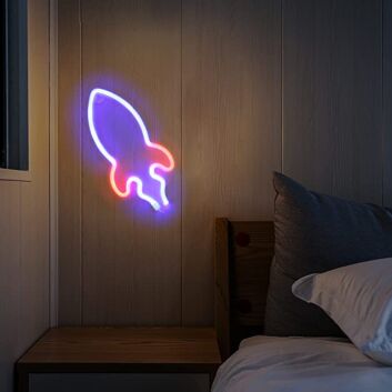 Sanft leuchtendes Raketen LED Neonschild als beruhigende Nachtlicht Wanddekoration für Kinderzimmer Schlafzimmer und gemütliche Abendatmosphäre