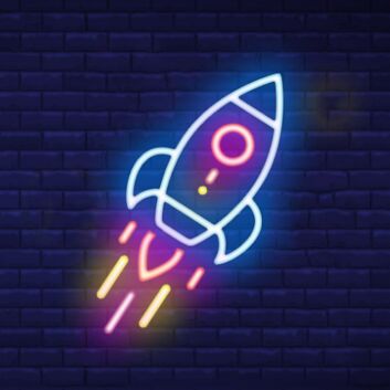 Raketen LED Neonschild im dynamischen Space Design als leuchtende Wanddekoration für Kinderzimmer Gaming Zimmer und Jugendzimmer
