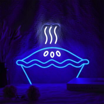 Kuchen LED Neonschild mit Dampf Motiv im verspielten Design als leuchtende Wanddekoration für Küche Café und Jugendzimmer