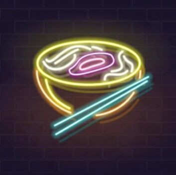Ramen LED Neonschild mit Schüssel und Stäbchen Motiv als leuchtende Wanddekoration für Küche Restaurant und moderne Wohnräume
