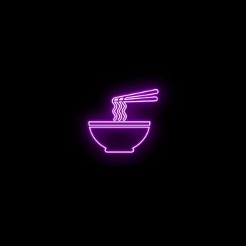 Minimalistisches Ramen LED Neonschild mit Schüssel und Stäbchen Motiv als ruhige Wandbeleuchtung für Schlafzimmer Wohnzimmer und modernes Zuhause
