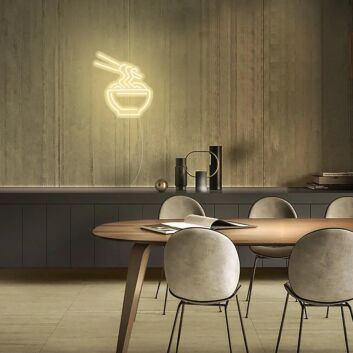Ramen LED Neonschild im minimalistischen Design als dezente Wandbeleuchtung für Küche Essbereich oder moderne Innenräume