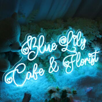 Blue Lily Cafe &amp; Florist LED-Neonschild für Cafe und Blumengeschäft