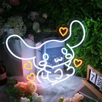 Cute Elephant LED Neon Sign with Heart Accents for Nursery Kids Room Bedroom Wall Decor