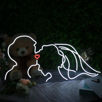 Romantic Couple Kiss LED Neon Sign Minimalist Love Silhouette for Bedroom Living Room Wall Decor