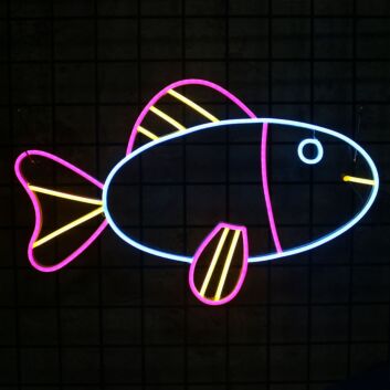 Colorful Fish LED Neon Sign Cute Cartoon Fish Neon Wall Decor for Kids Room Bedroom Nursery and Playroom