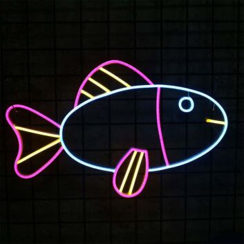 Colorful Fish LED Neon Sign Cute Cartoon Fish Neon Wall Decor for Kids Room Bedroom Nursery and Playroom