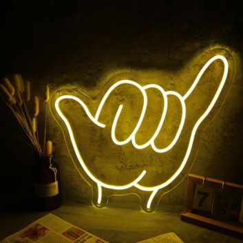 Shaka Hand LED Neon Sign Hang Loose Hand Gesture Neon Wall Decor for Home Living Room Bar and Creative Space