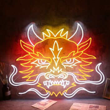 Dragon Head LED Neon Sign Fierce Mythical Dragon Neon Wall Art for Game Room Bar Studio and Statement Home Decor