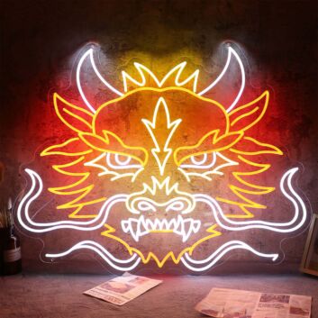 Dragon Head LED Neon Sign Fierce Mythical Dragon Neon Wall Art for Game Room Bar Studio and Statement Home Decor