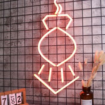 Abstraktes Symbol LED Neonlicht in Orange für moderne Wanddekoration