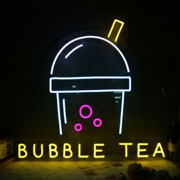 Bubble Tea LED Neon Sign Boba Drink Neon Wall Decor for Bubble Tea Shop Cafe Drink Bar and Home Kitchen