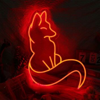 Dekoratives LED Neonschild Fuchs Motiv modernes Neon Wandlicht für Wohnzimmer Schlafzimmer Café oder Geschäft