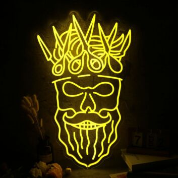 Dekoratives LED Neonschild Barbershop Königsgesicht mit Krone und Schere modernes Neon Wandlicht für Friseur Salon Tattoo Studio oder Bar