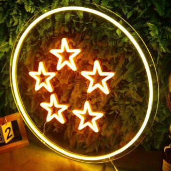 Rundes LED Neonschild mit Sternen modernes Neon Wandlicht dekorative Lichtdekoration