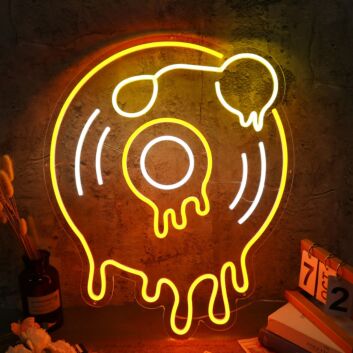 Modernes LED Neonschild Schallplatte mit Noten Retro Musik Motiv stilvolle Wanddekoration