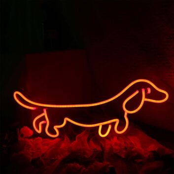 Minimalistisches LED Neonschild Dackel Silhouette Hunde Wanddekoration