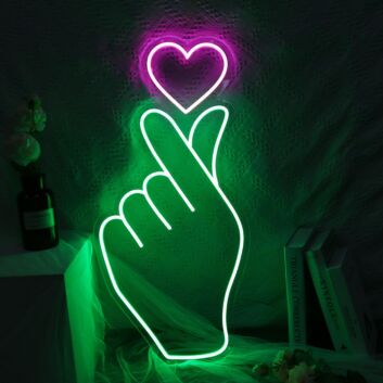 Hand mit Herzsymbol LED-Neonschild Wohnzimmer Schlafzimmer