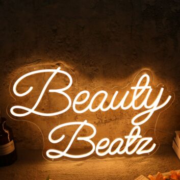 Beauty Beatz LED-Neonschild für Friseursalon und Kosmetikstudio