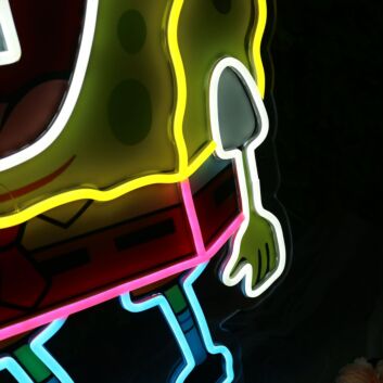 LED Neonschild Cartoon Schwamm Figur Neon Licht Wanddekoration für Kinderzimmer oder Gaming Raum