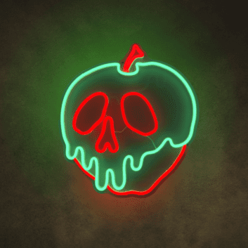 Giftapfel mit Totenkopf LED-Neonschild für Halloween Bar