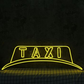 TAXI Hut LED Neonschild Gelbes Neonlicht als Wanddekoration für Bar Club Garage Spielzimmer und moderne Räume